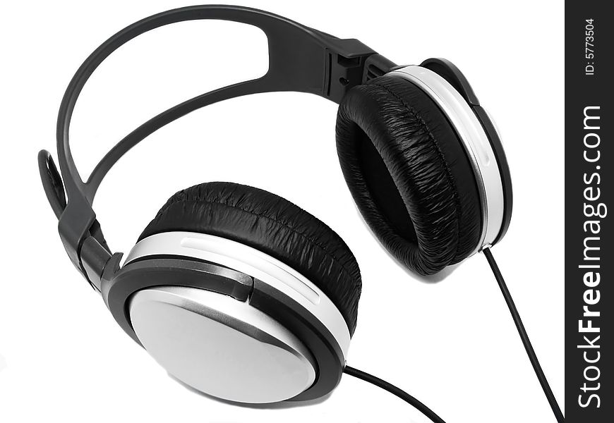 Isolated silver high quality headphones. Isolated silver high quality headphones.