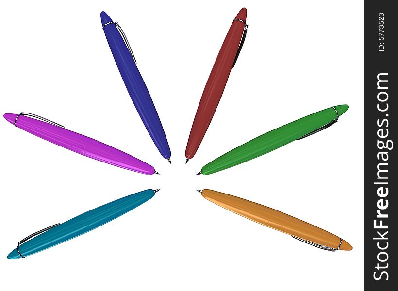 Color Pens On White Background