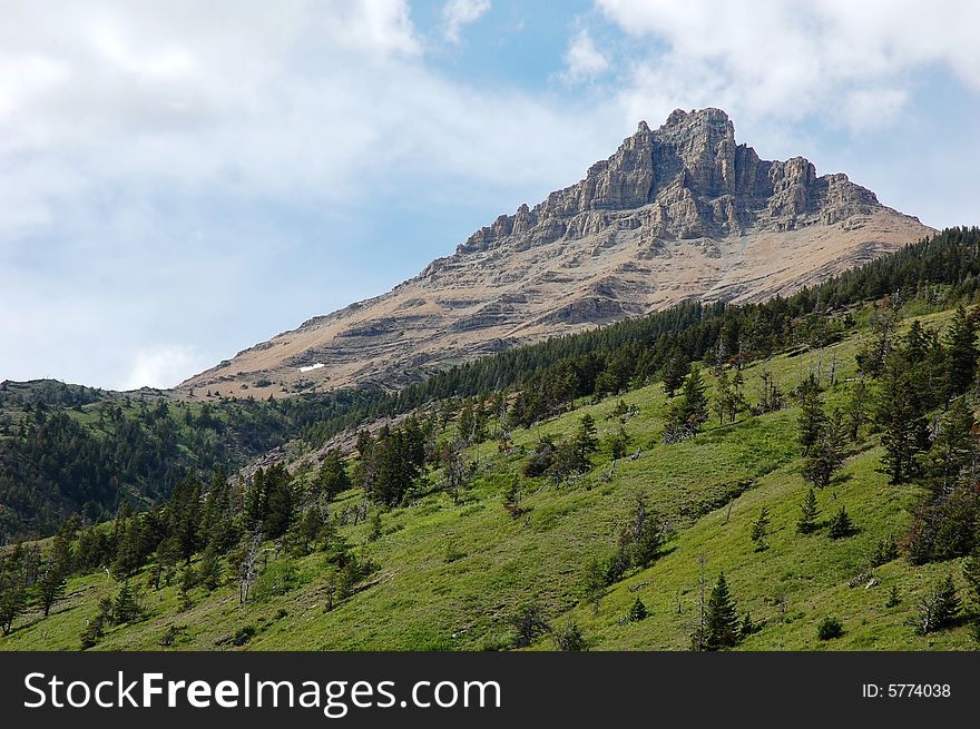 Mountains and hillside grassland in waterton lakes national park, alberta, canada. Mountains and hillside grassland in waterton lakes national park, alberta, canada