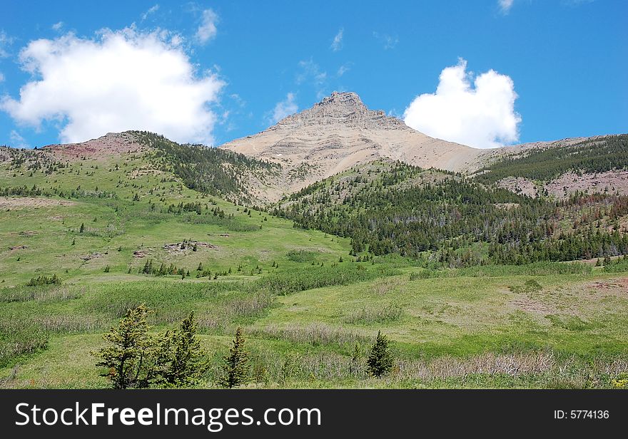 Rocky mountians and hillside grassland in waterton lakes national park, alberta, canada. Rocky mountians and hillside grassland in waterton lakes national park, alberta, canada