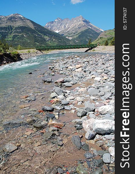 Riverbank and mountains