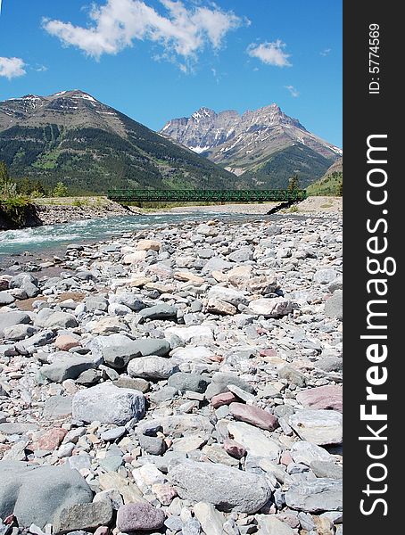 Riverbank and mountains