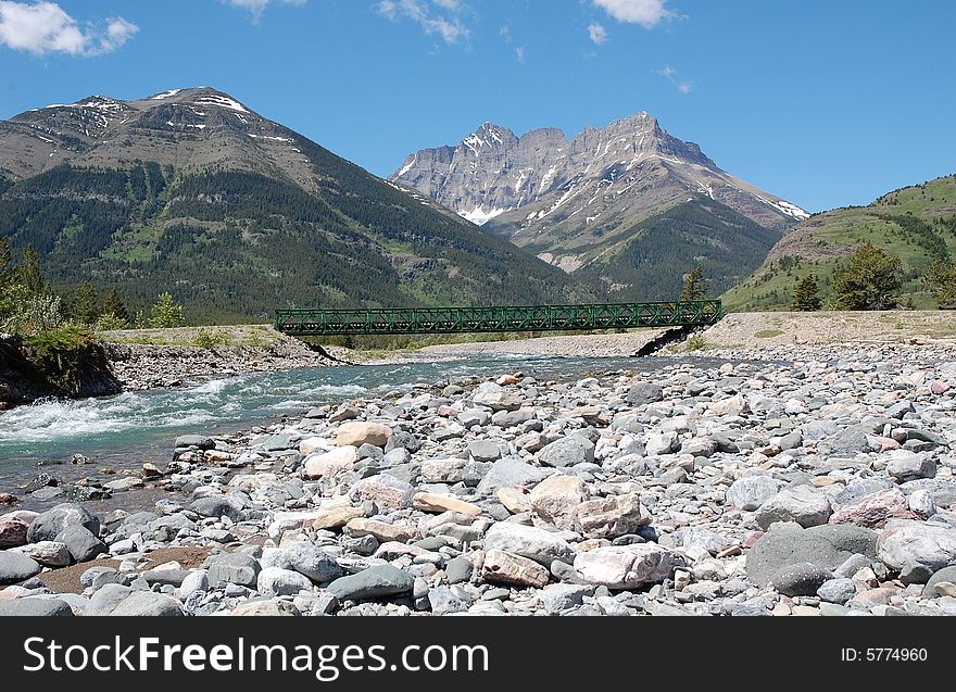 River Bed And Mountains