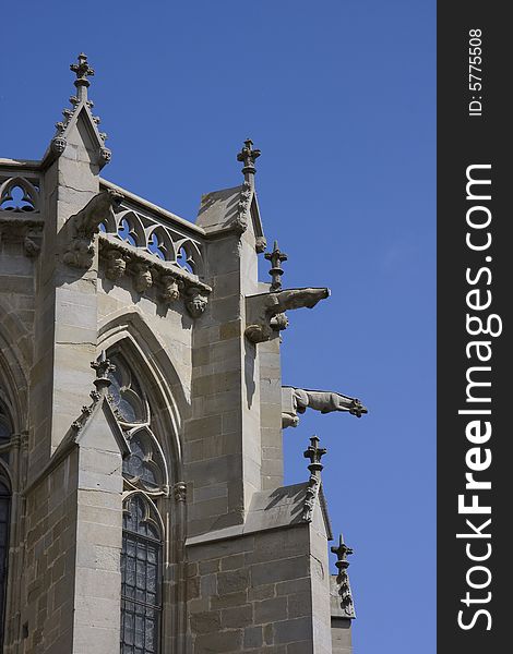 Gargoyles on the gothic church of St. Nazaire in Carcassonne, France. Gargoyles on the gothic church of St. Nazaire in Carcassonne, France.