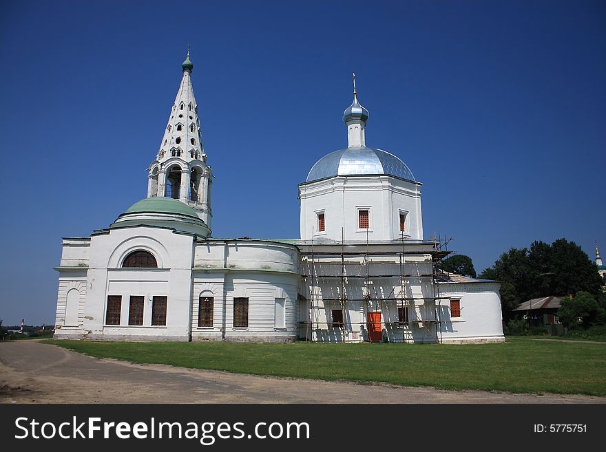 Cathedral in Serpukhov. Moscow region, russia, XVI century. today on reconstruction