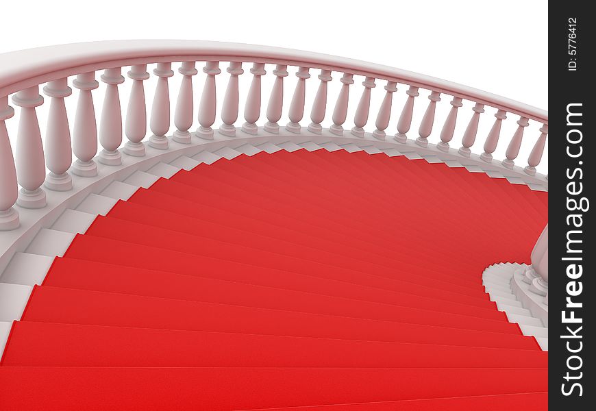 The red stair. 3D render.