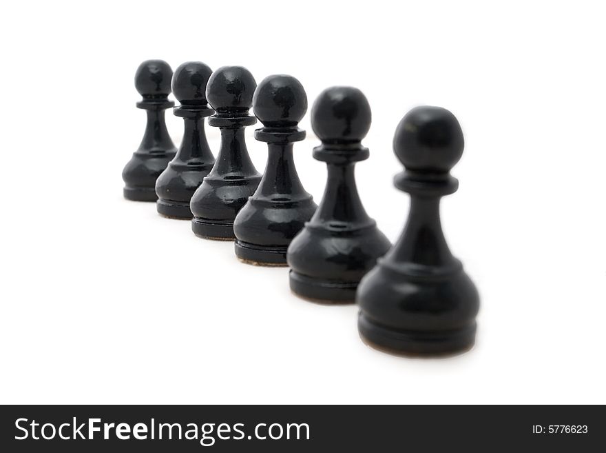 Black chess figure six pawns. Black chess figure six pawns