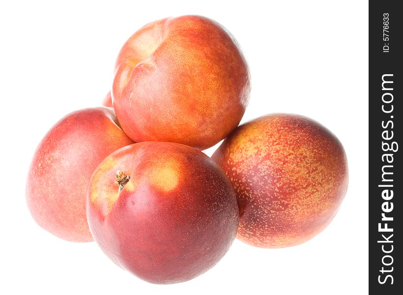 Fresh nectarines isolated on a white background