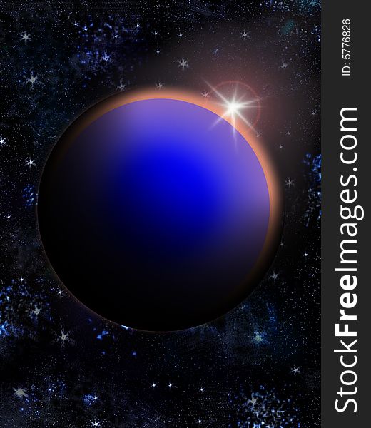 Starrise above blue planet illustration