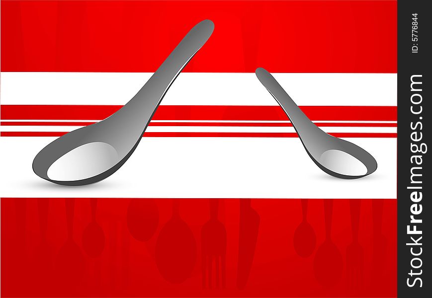 the spoons on striped background