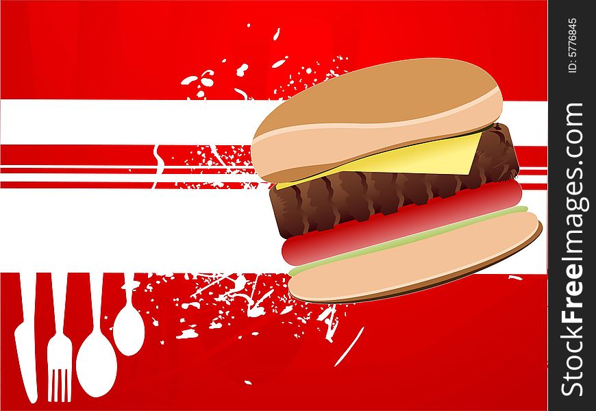 the hamburger on striped background