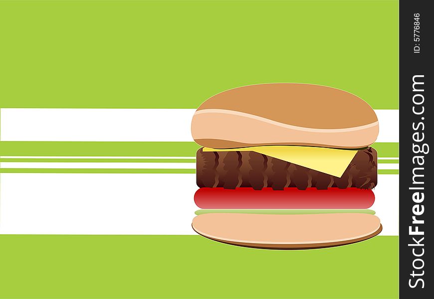 the burger on striped background