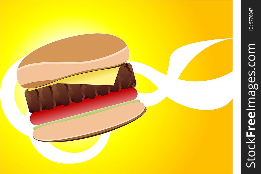Hamburger on swirly gradient background