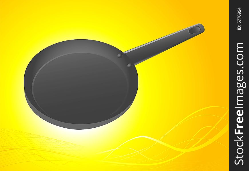 Frying pan on gradient swirly background