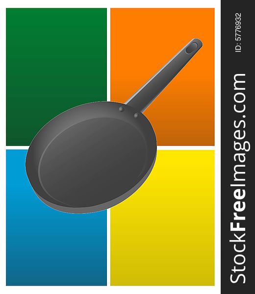 Frying pan on rectangular background