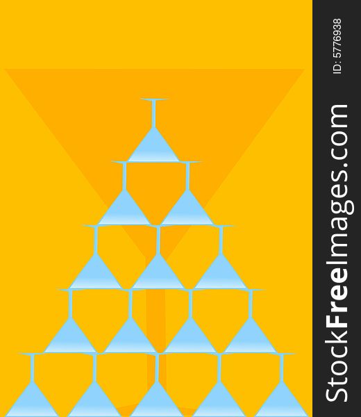 Glass pyramid on abstract background
