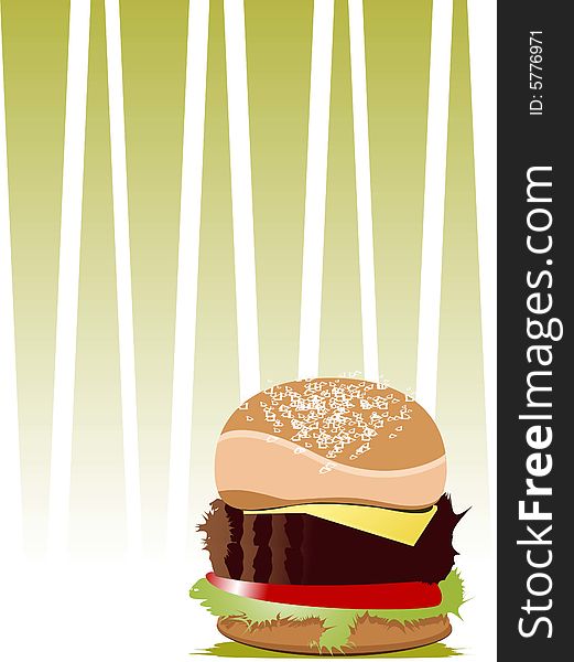 the hamburger on abstract background