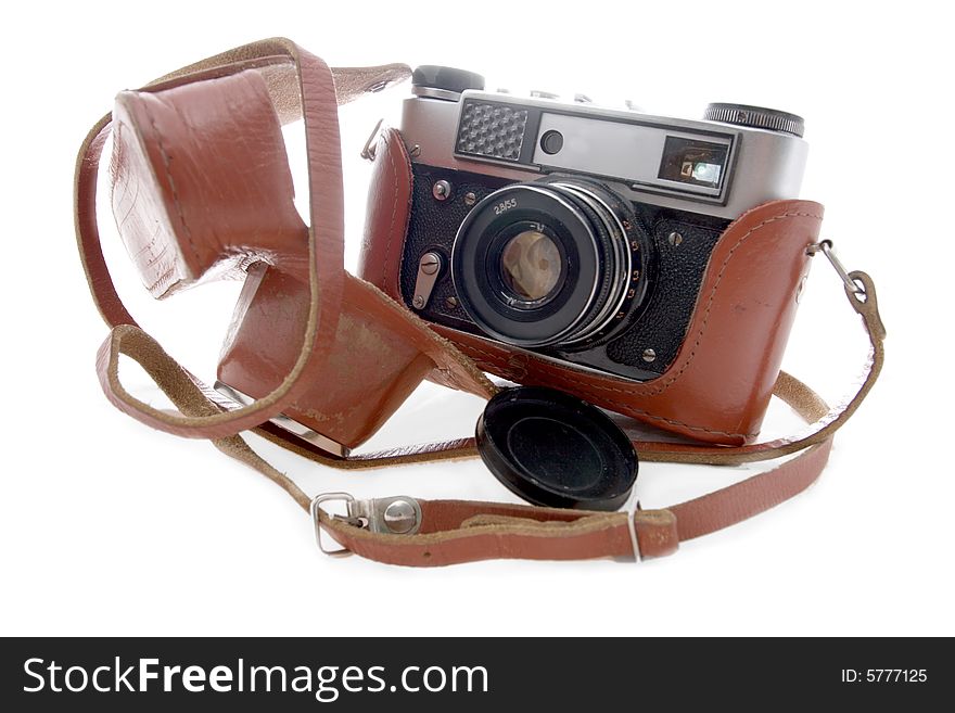 Film camera on a white background