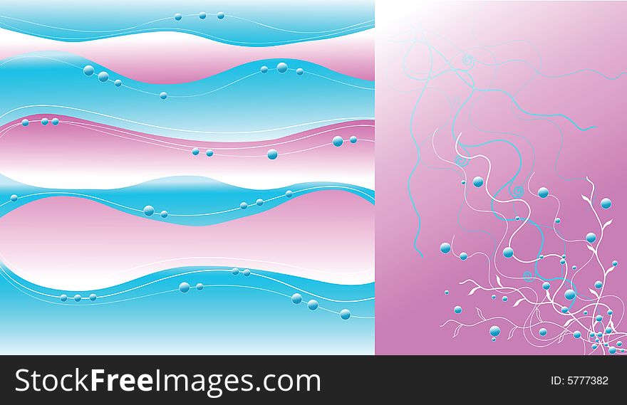 Vector illustration with blue and pink background and white lines