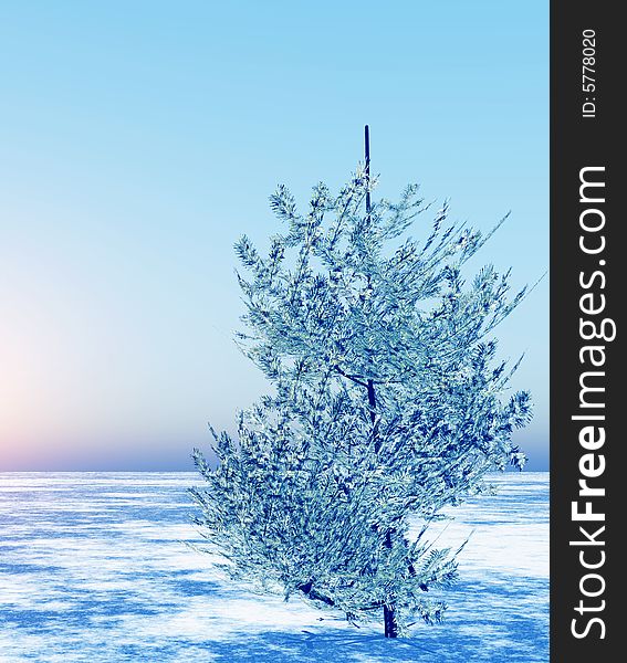 White winter landscape. 3d illustration