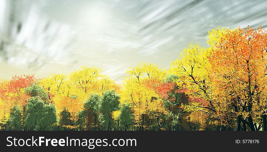 Wonderful autumn landscape. 3d illustration