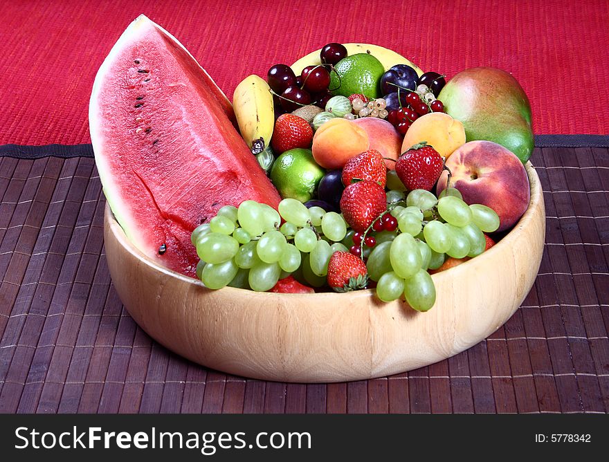 Fresh fruit on rounded bowl