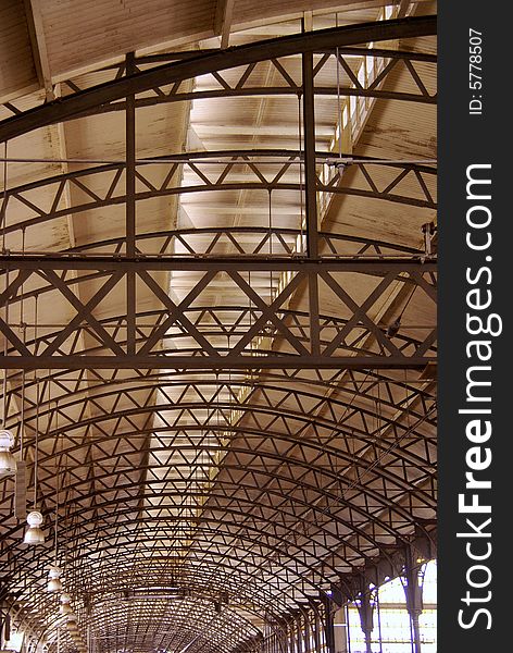 The roof contruction of a nineteenth century railway station. The roof contruction of a nineteenth century railway station