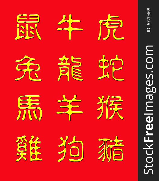 zodiac in chinese character