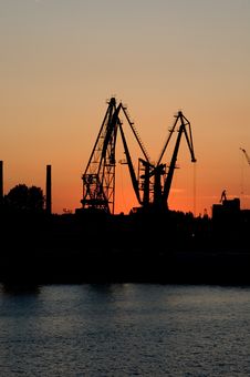 Elevating Cranes In Port Stock Images Elevating Cranes In Port Stock Images