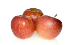 Three Red Apples Of Different Breeds Royalty Free Stock Image