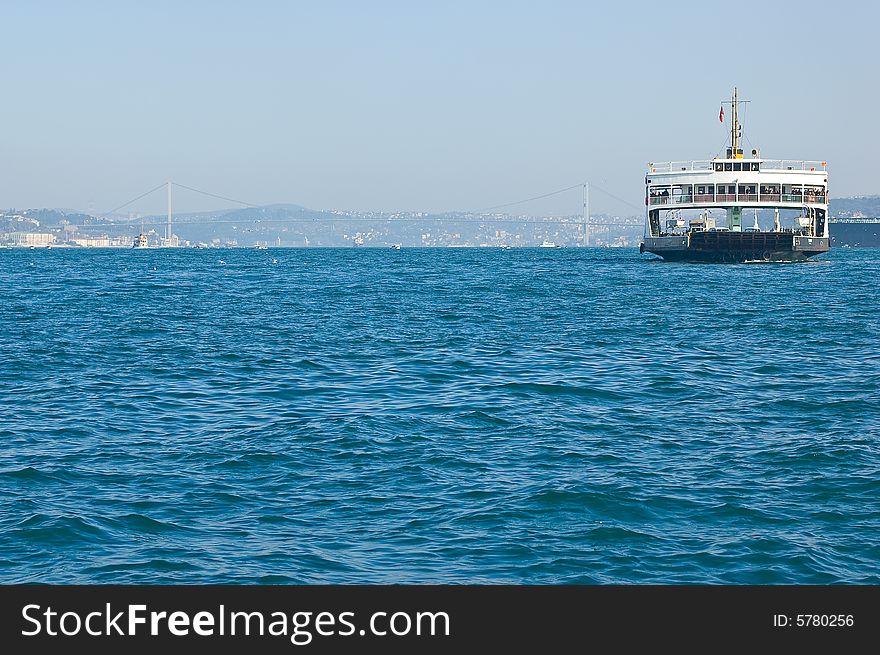 Ferry and view of the bosporus