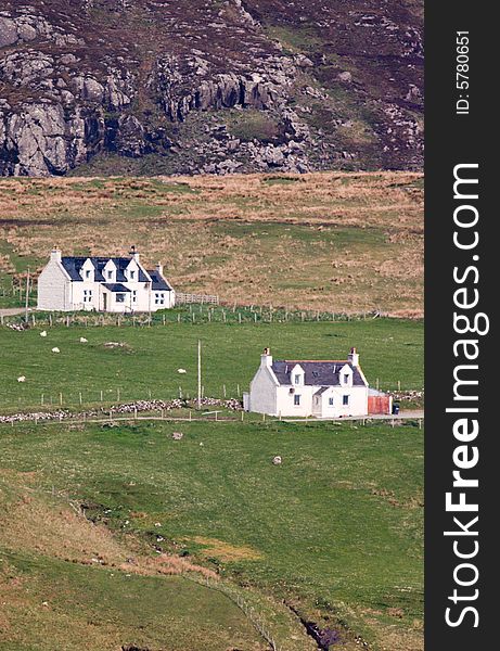 Small white houses in Scotland