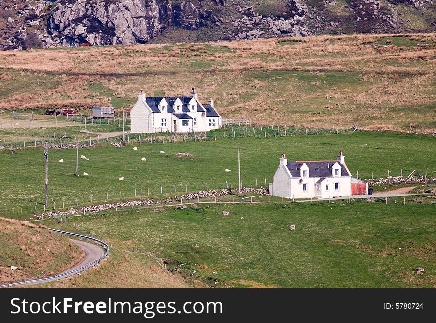 Small white houses in Scotland