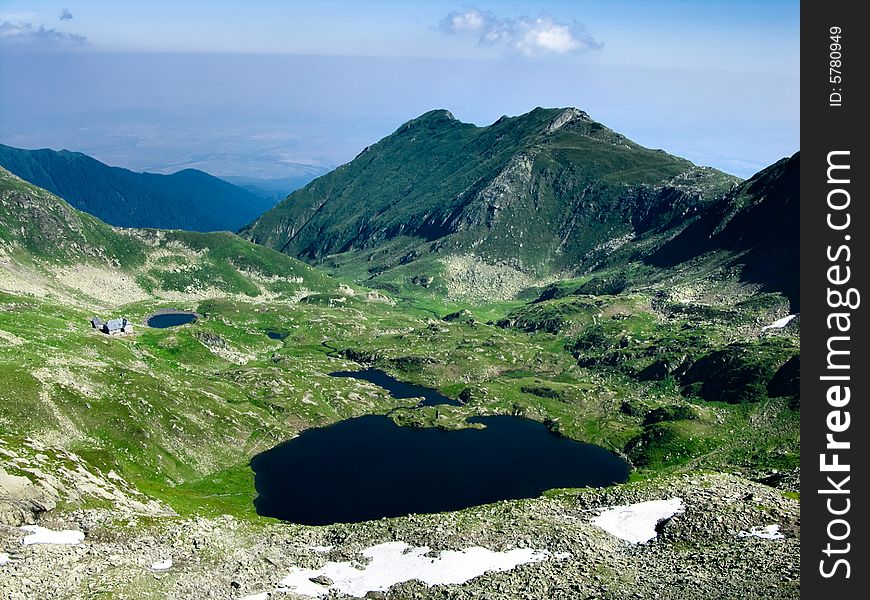 Carpathian mountain lake of Podragu is located at 2112 meters altitude.