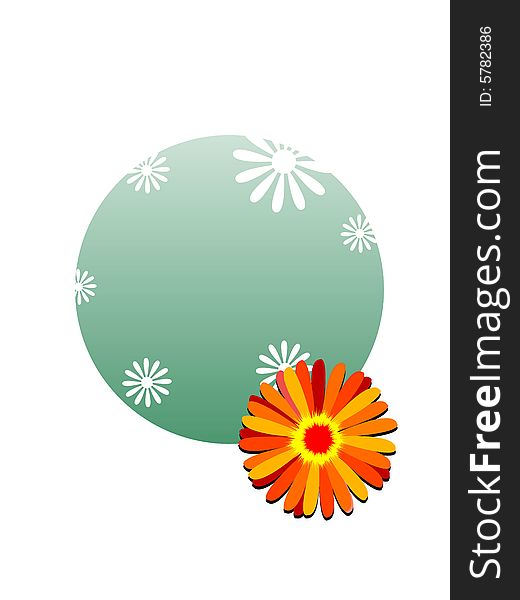 A flower on a circular background. A flower on a circular background