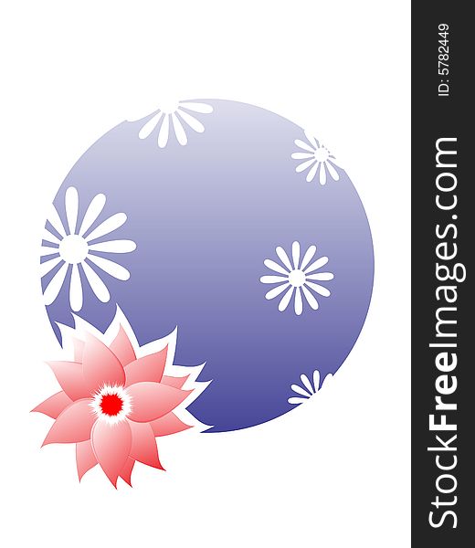 Flower on circular gradient background. Flower on circular gradient background