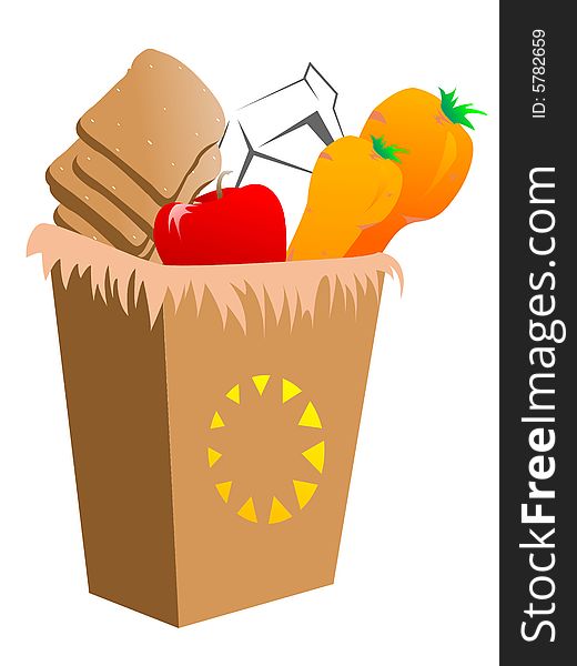 Goods in packet on isolated background