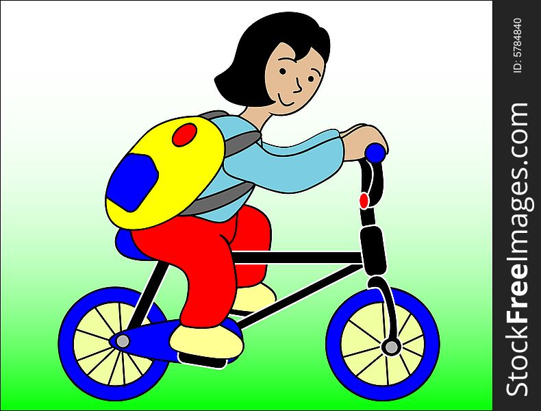 Vector illustration of a girl riding bicycle. Vector illustration of a girl riding bicycle