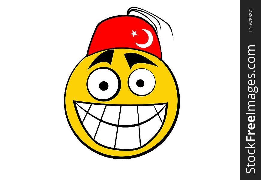 Yellow smiley symbol of turkish man. Yellow smiley symbol of turkish man