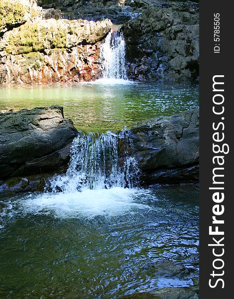 Mountain River With Waterfalls