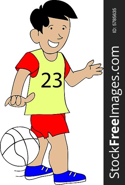 Vector illustration of a boy playing ball. Vector illustration of a boy playing ball