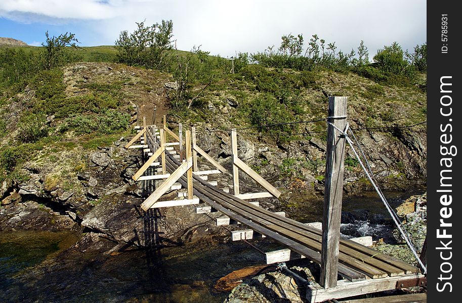 Small wooden bridge in Norway
