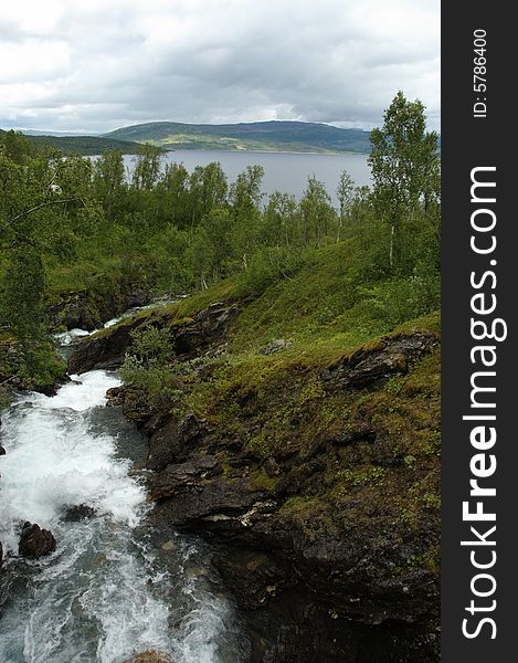 Waterfall in summer in Norway