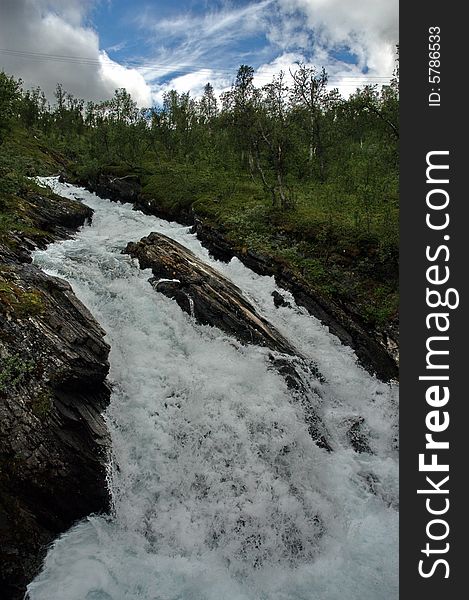 Waterfall in summer in Norway