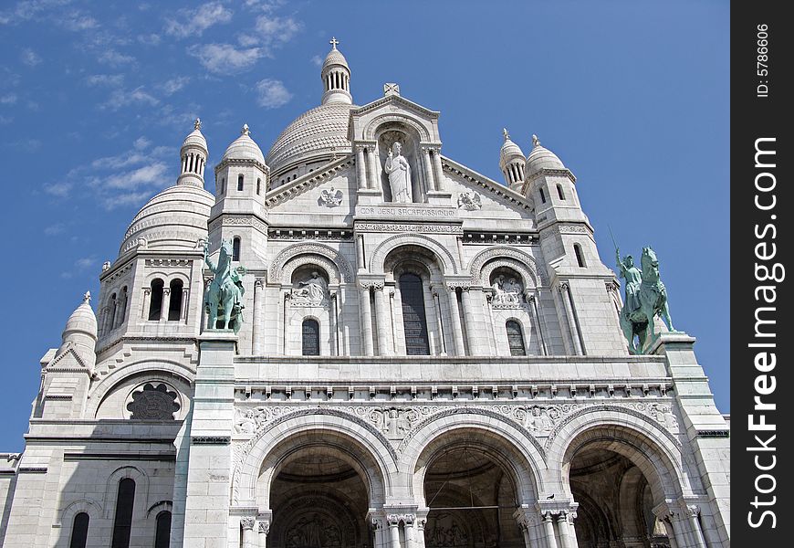 Front view of Sacre Coeur basilique in paris. Front view of Sacre Coeur basilique in paris