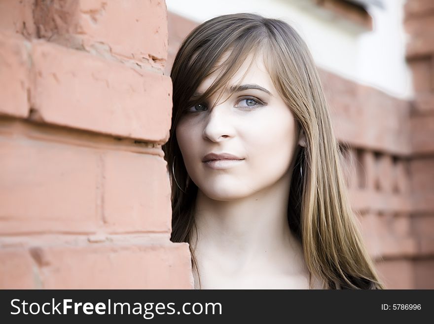 Young Pretty Model Portrait Outdoors. Young Pretty Model Portrait Outdoors