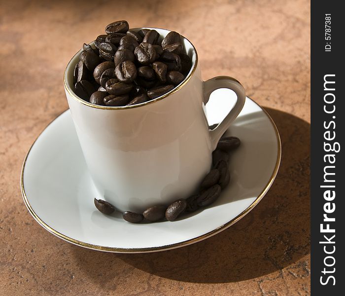 Cup of espresso beans.