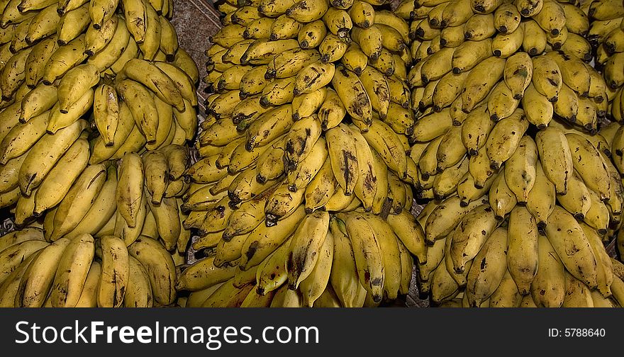 Brazil bananas displayed in market at Manaus, Brazil.