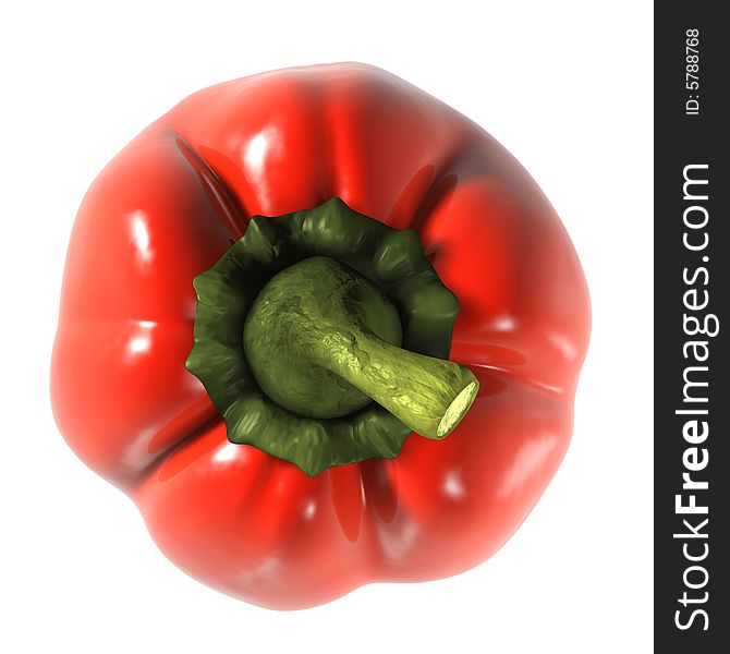 Rendered 3d model of red pepper