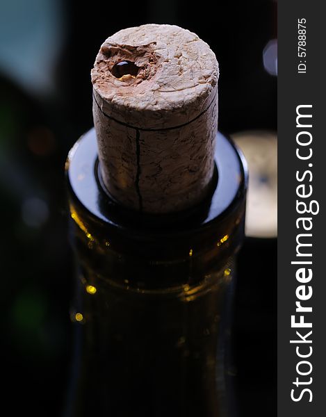 Wine drop in the cork.